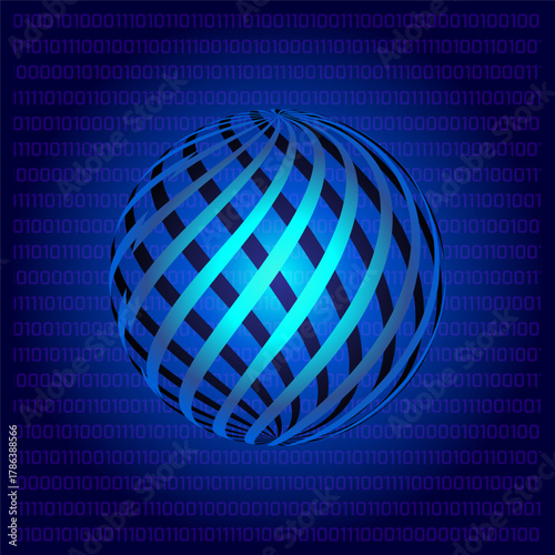 3d Abstract Globe Sphere Blue Digital Technology Background Vector Illustration
