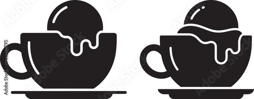 Two boiled eggs in cups silhouette