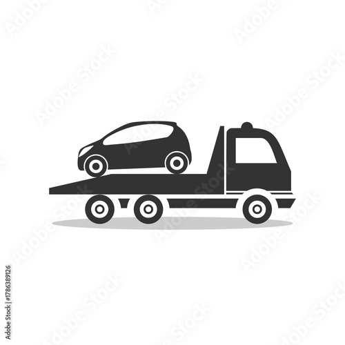 Tow truck icon. Roadside assistance icon with shadow