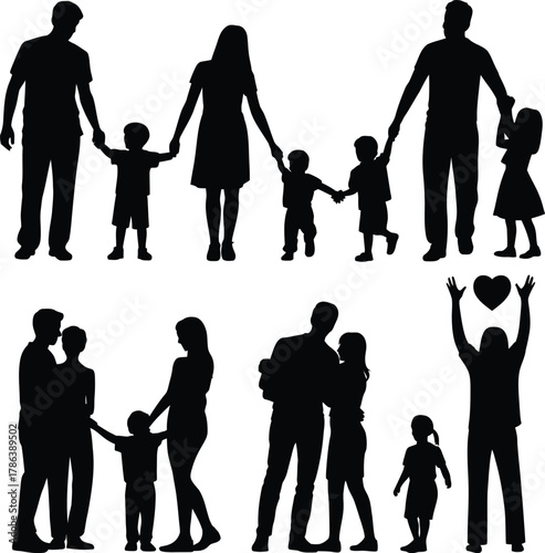 Family Love Silhouettes  Joyful Moments of Togetherness