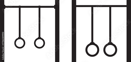 Gymnastic rings and bars silhouette