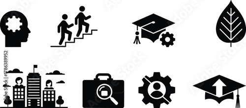 Business, education, and personal growth vector icon collection.