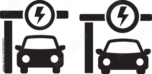 Electric car charging station silhouette