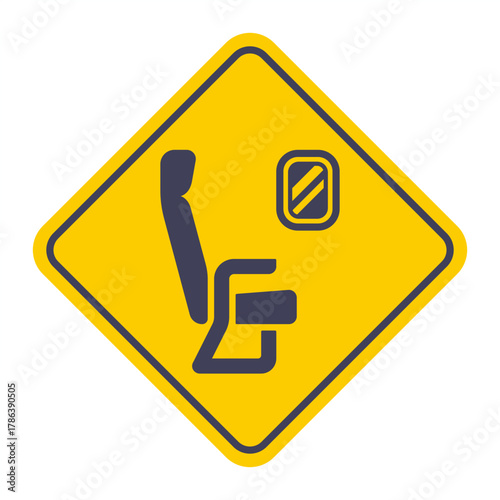 Black airplane seat icon for passengers. Flat illustration.