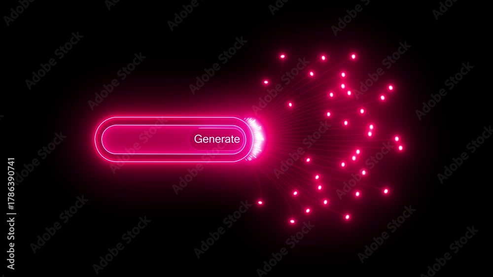 The prompt and generate buttons symbolize the process of artificial intelligence creating and producing new content and ideas, Motion graphics of AI concept.4k videeo animation.