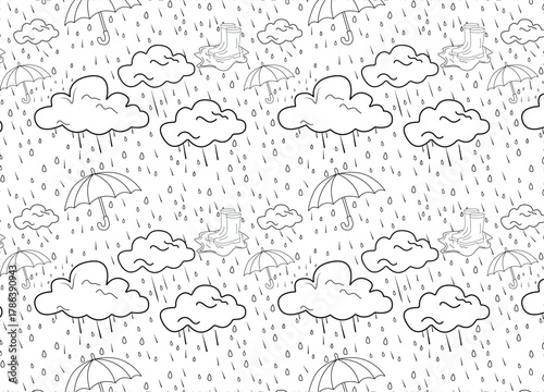 Rainy day seamless pattern vector art design