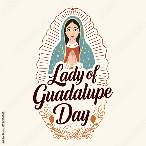 Lady of Guadalupe Day Icon, vector art illustration.