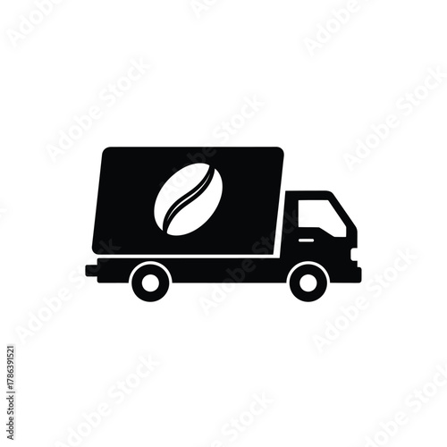 Black truck with coffee bean logo on white background