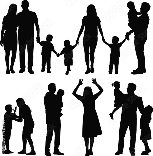 Family Love Silhouettes  Joyful Moments of Togetherness