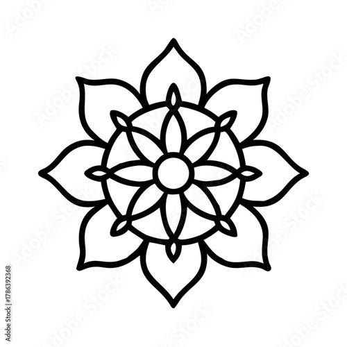 Cartoon Mandala Coloring Page, Vector Outline