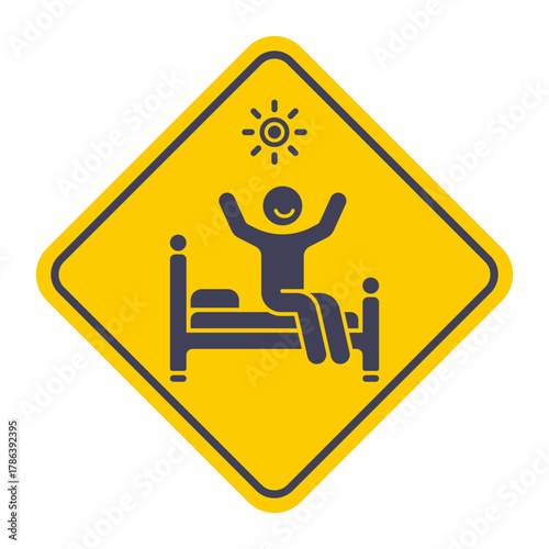 Icon of a person waking up in the morning. Flat illustration.