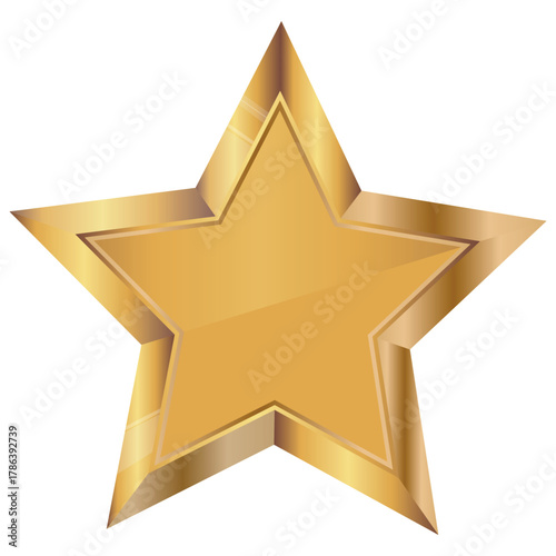 vector icon template of a gold star with a metal texture and a gold gradient, for awards, achievements or rating icons