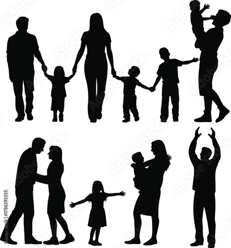 Family Love Silhouettes  Joyful Moments of Togetherness