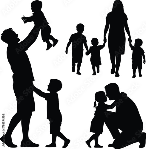 Family Love Silhouettes  Joyful Moments of Togetherness