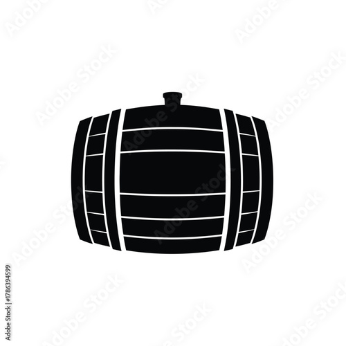 Black wooden barrel silhouette with white bands vector