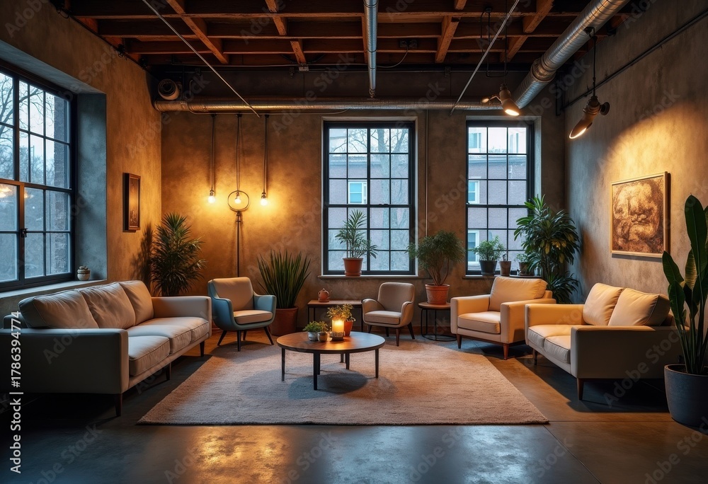 Fototapeta premium Exposed Metal Beams Evocative Loft Interior Urban Chic Industrial Vibe