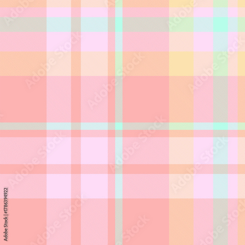 Pastel plaid pattern with soft, candycolored hues. Versatile for backgrounds, textiles, or whimsical designs. Evokes a feeling of freshness and playfulness.
