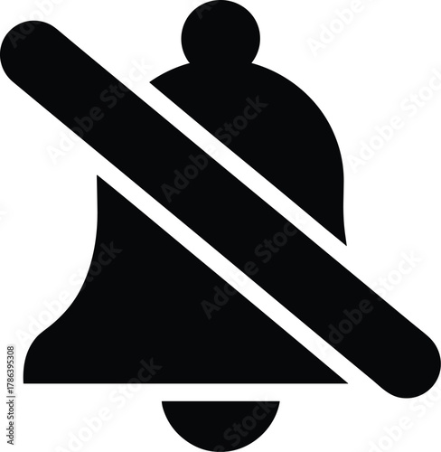 Mute bell icon representing silent notifications, no sound, privacy, or quiet