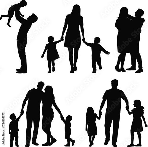Family Love Silhouettes  Joyful Moments of Togetherness