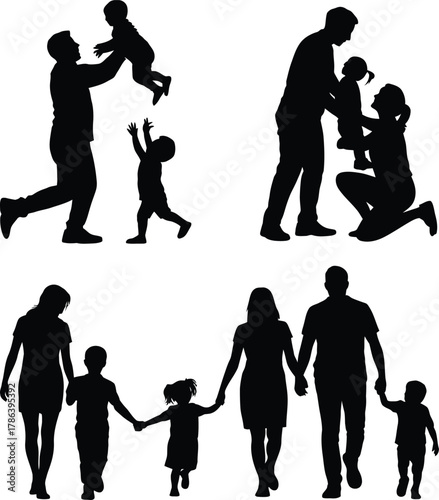 Family Love Silhouettes  Joyful Moments of Togetherness