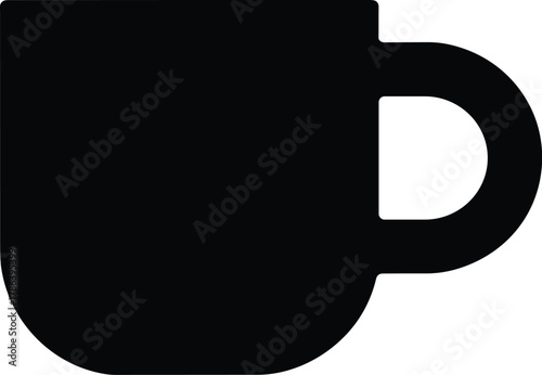 Minimalist black coffee cup or tea mug silhouette icon for drink concepts