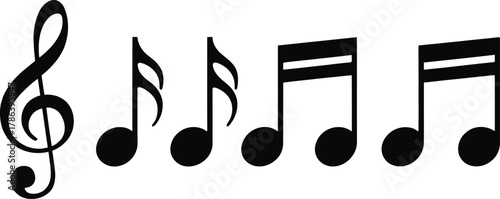 Musical notes and a treble clef representing melody, harmony, and sound.