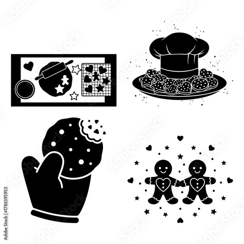 Cookie Day Rustic Homemade Cookie Outline Clipart Pack