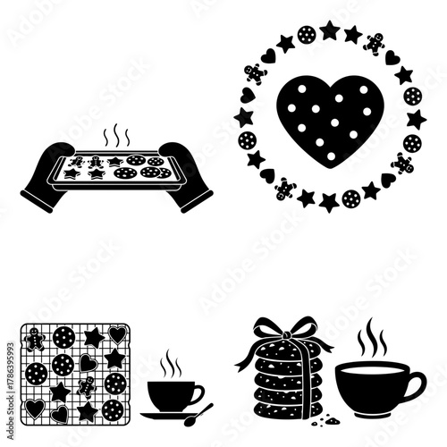 Cookie Day Kitchen Prep Cookie Elements Vector Set