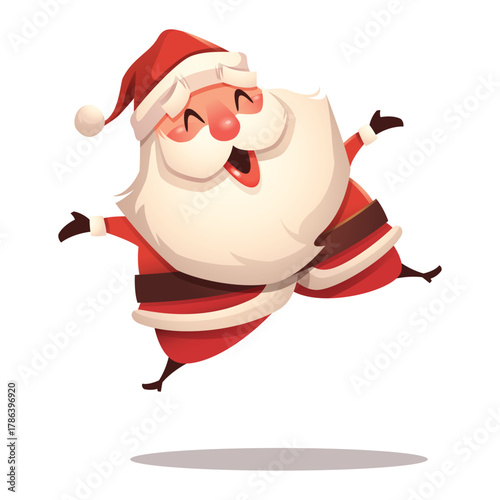 Santa Jumping with Joy in Air