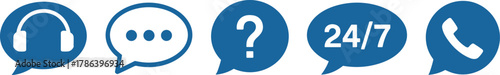 Customer support and communication icons for helpdesk and assistance services.