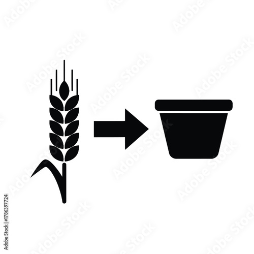 Wheat stalk to pot icon grain plant