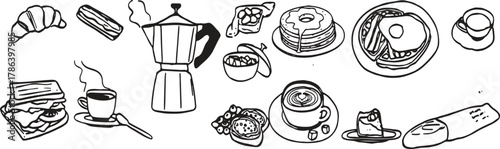 Modern kitchen utensils and appliances icon set