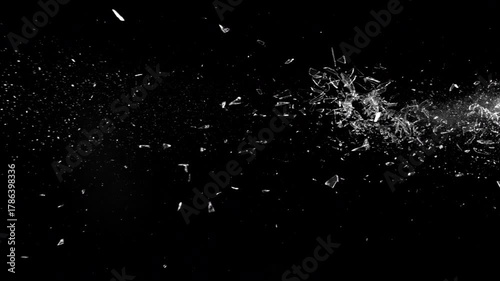 Super Slow Motion Shot of Breaking Real Glass at 1000 fps . Isolated on Black Background