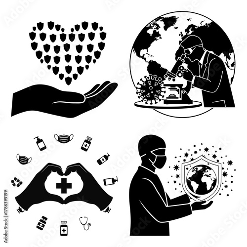 Temperature Scan Thermometer Checkpoints Icon Pack