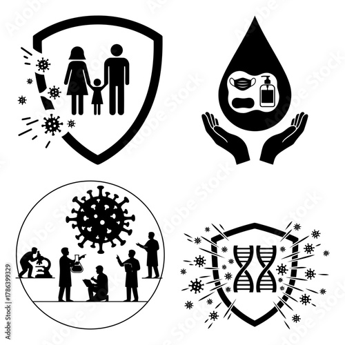 International Epidemic Preparedness Vector Icons Set