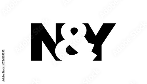 NY logo design in bold style. Black white identity symbol. Modern typography emblem. Corporate branding icon.