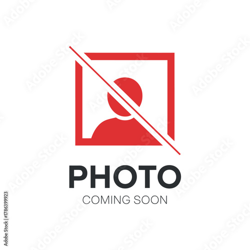 Red photo unavailable icon vector picture image camera snapshot photography service user avatar communication media frame graphic 120