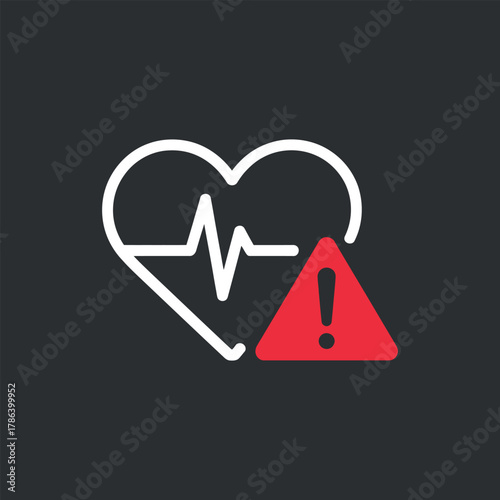 Heartbeat with Exclamation Mark Representing Healthcare Warning About Cardiac Health Exactly One Hundred Twenty Characters