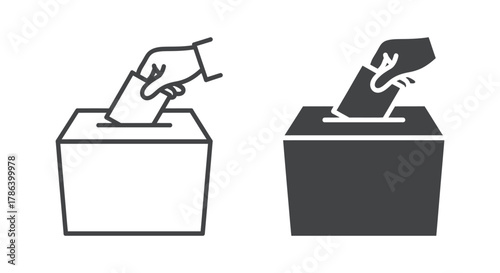 Hand putting vote in ballot box concept with elections of democratic decision isolated vector illustration in clean composition style 120