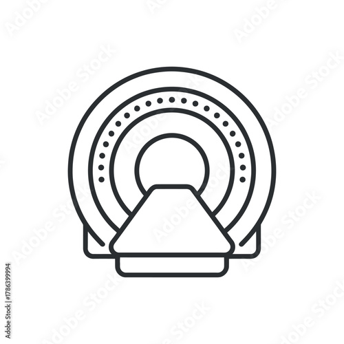 Mri scanner icon magnetic resonance imaging tomography device radiology clinic diagnostic medical equipment vector illustration isolated outline design