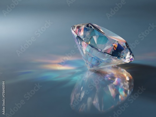Wallpaper Mural Sparkling gemstone with colorful light reflections on a reflective surface Torontodigital.ca