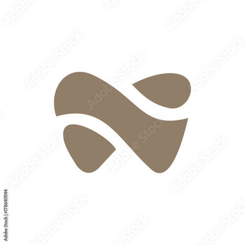 Abstract brown tooth logo design with flowing lines on a white background, representing dental care or oral health.