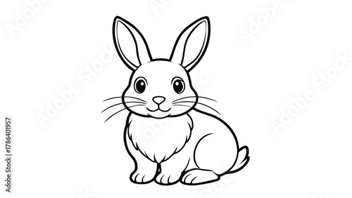 Cute Bunny Line Art.