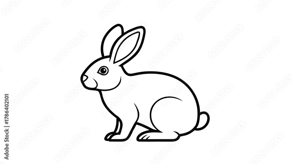 Fototapeta premium Rabbit icon. Black and white minimal vector illustration
