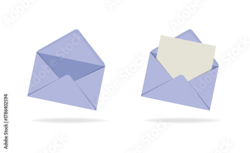 realistic envelope in different positions. Folded and unfolded envelope backpack isolated