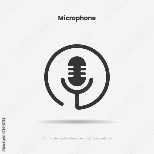 Microphone icon. Podcast, broadcast, webcast icon. Voicemail sign. Voice chat symbol. Recording symbol. Mute icon. 3D Phone microphone icon for UI UX, mobile app, presentations