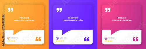 3D bubble testimonial banner, quote, infographic. Social media post template designs for quotes. Empty speech bubbles, quote bubbles and text box. Vector Illustration EPS10.