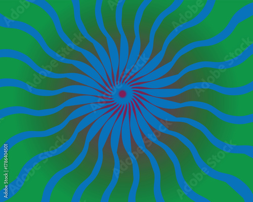 Abstract radial burst green blue art