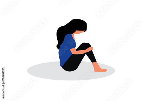 Sad Woman Sitting Alone | Mental Health & Emotional Support Illustration