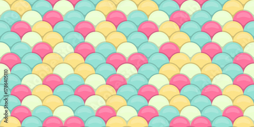 Delightful pastelcolored scale pattern.  Perfect for backgrounds, textiles, and whimsical designs.  Evokes feelings of joy, sweetness, and playful femininity.